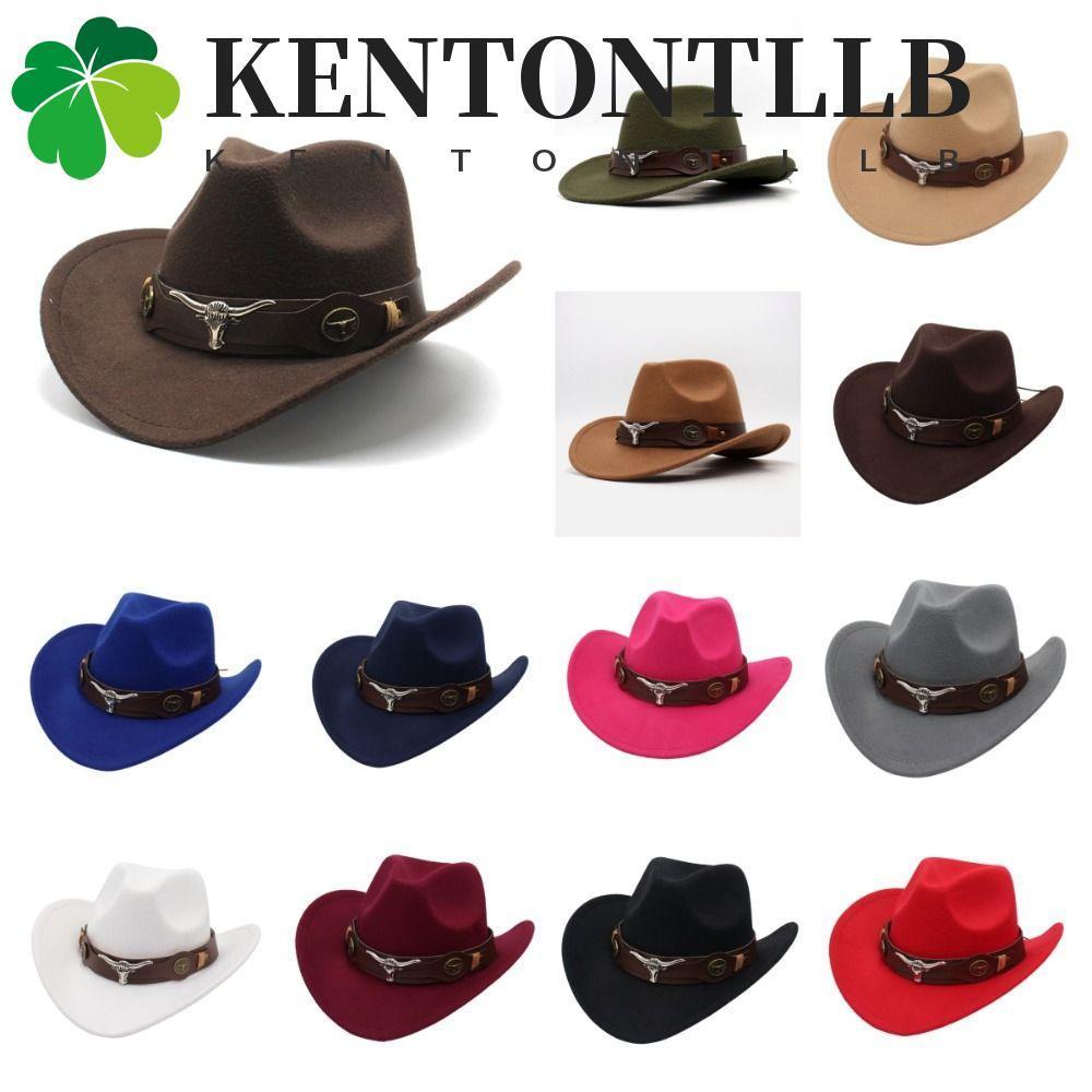 Kentontllb คาวบอยตะวันตก, สีทึบ Big-edge Cowgirl แจ๊สหมวก, Punk กว้าง Brim ขนสัตว์คอสเพลย์หมวกกลางแจ้ง Visor หมวก