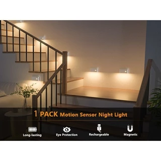 Motion Sensor Night Light ปรับอุณหภูมิสีได้ 3 ระดับ ไฟบันไดแบบชาร์จไฟได้ในร่ม โคมไฟสัมผัสสําหรับห้องโถง