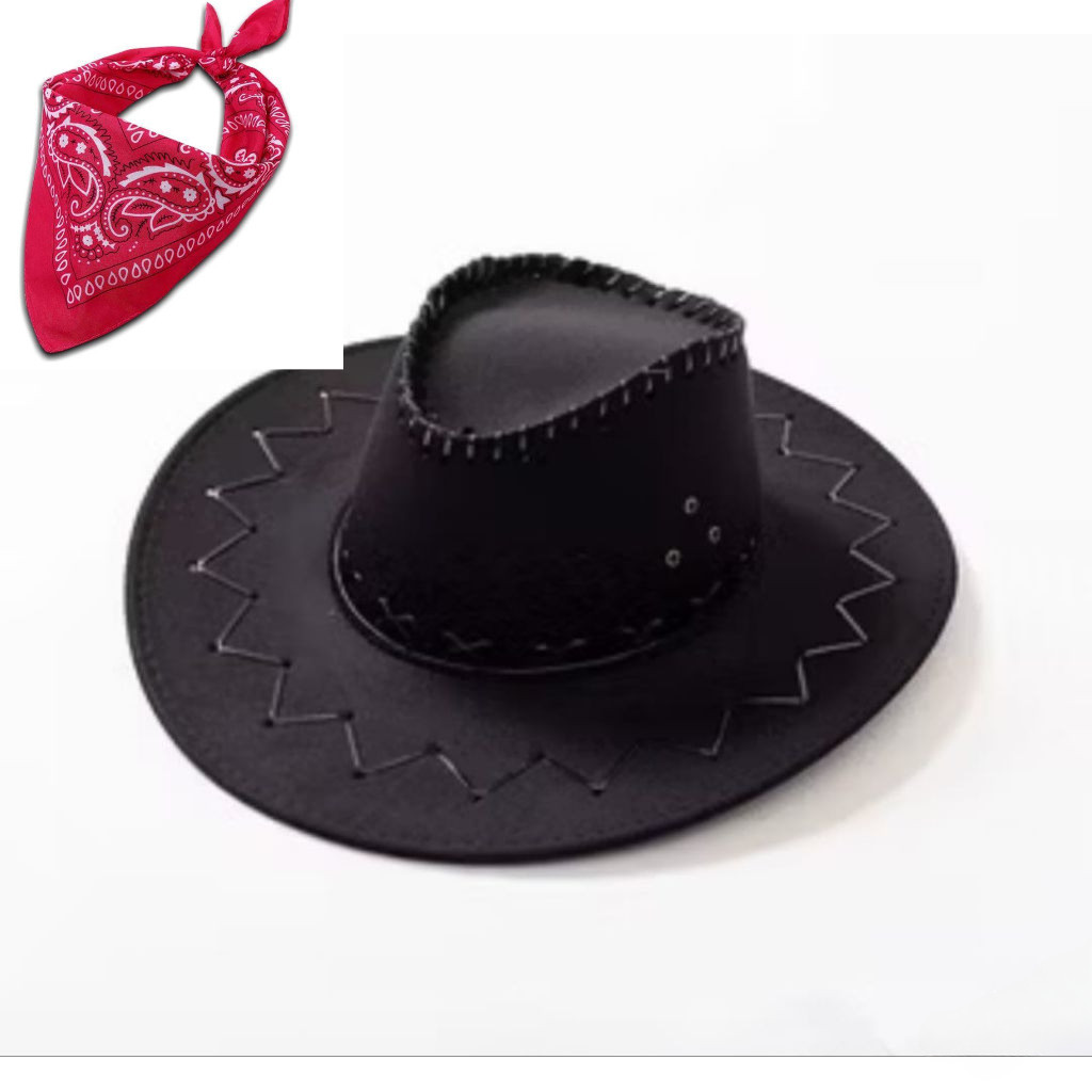 ผู้ใหญ่ COWBOY หมวก/UNISEX ผู้ชายผู้หญิง/BONUS ELEGANT LUXURY FASHION COWBOY SCARF MANGARAYOK