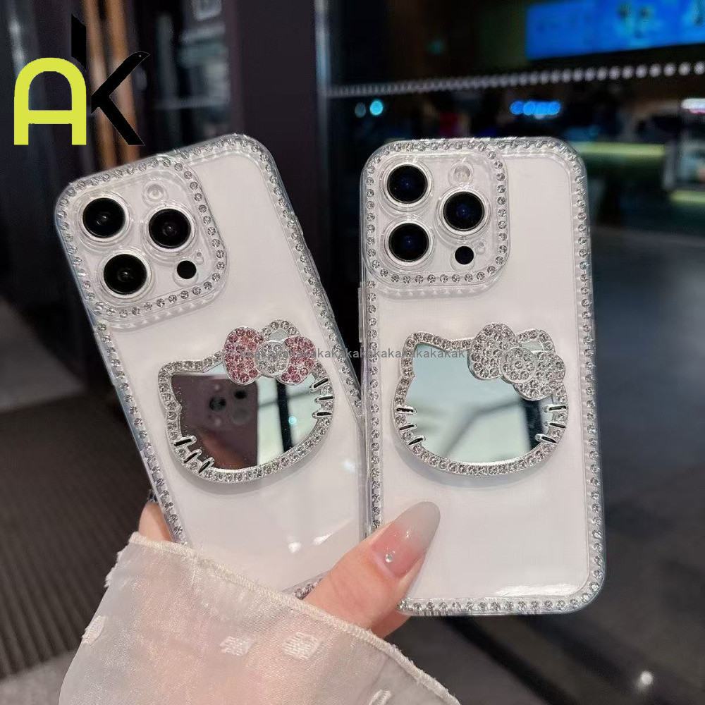 AK เคส TPU ใสแบบมีจุดเพชรหรูหราสำหรับ iPhone 11 13 14 15 16 17 Pro Max เคสโทรศัพท์แบบกันกระแทก