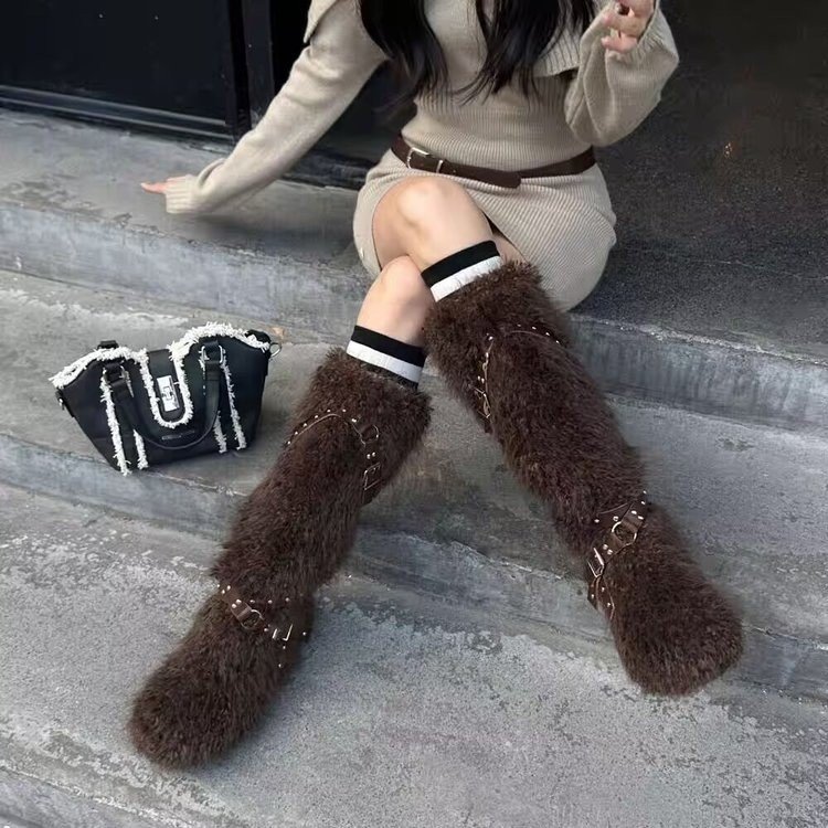 💥รองเท้าหิมะแบบแบน สไตล์เกาหลี มีส้นต่ำไม่เกิน 3 เซนติเมตร ทำจากหนังนิ่มและยาง ออกแบบพิเศษสำหรับฤดูหนาว - รูปที่ 6