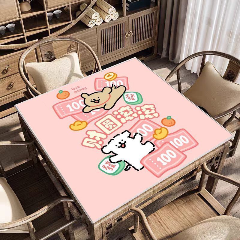 棋牌室隔音正方形防滑麻将桌垫扑克牌九垫防噪音耐磨牌桌布可水洗Thickened Mahjong Tablecloth, Sound-absorbing and Anti-slip Hand-rolle