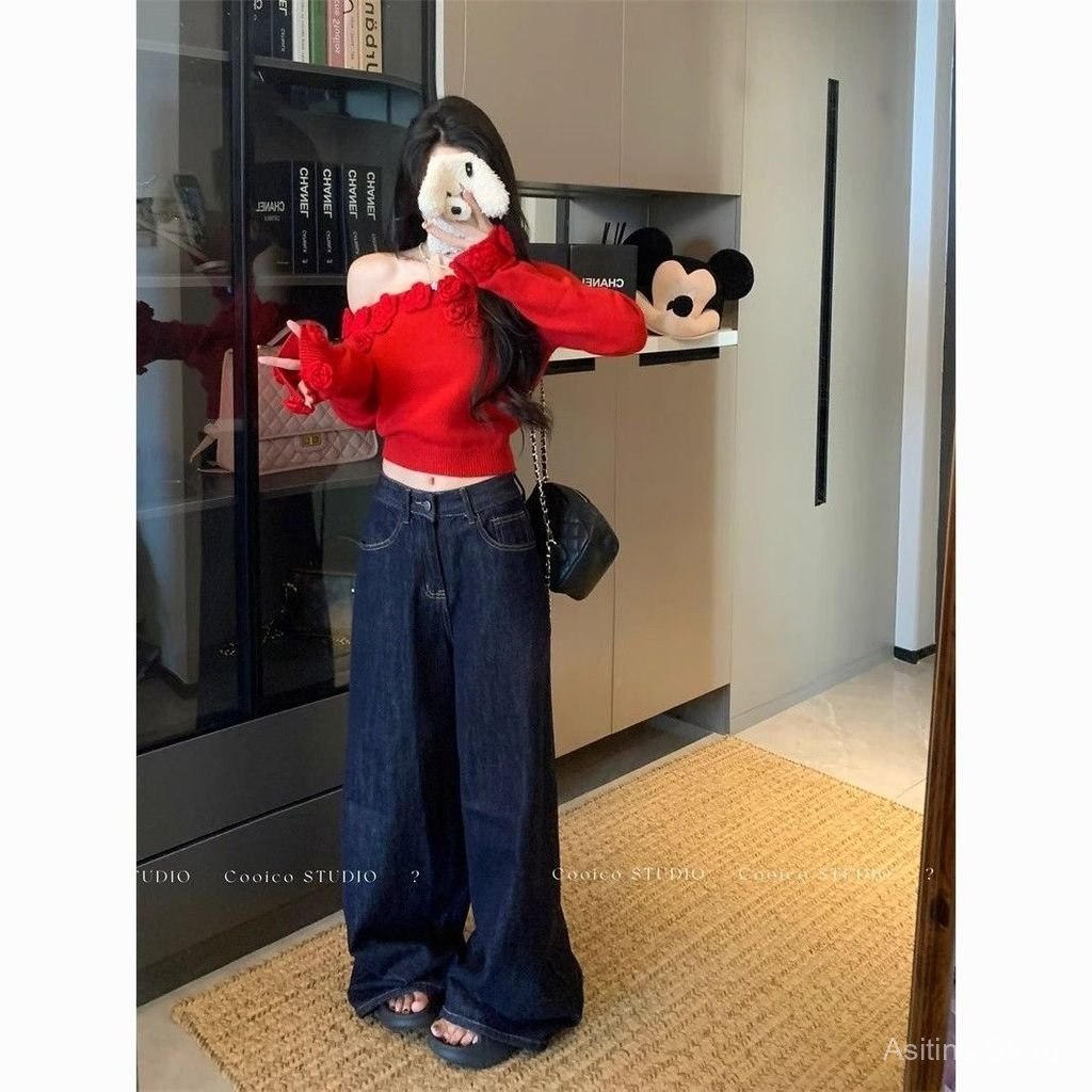 เสื้อกันหนาวผู้หญิงสีขาวยกระดับด้วยลายดอกไม้สามมิติ สวมใส่ง่ายแบบข้ามไหล่ เหมาะสำหรับฤดูหนาว - รูปที่ 6