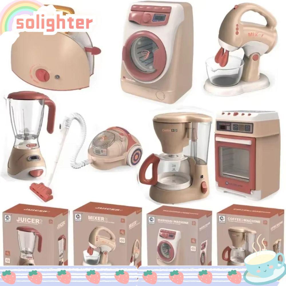 SOLIGHTER ของเล่นเครื่องใช้ในครัวสําหรับเด็ก กาแฟ|เครื่องดูดฝุ่น เครื่องใช้ในครัวไฟฟ้าชุดของเล่นพร้อมเครื่องทําขนมปังเสียงเบาเตาอบอุปกรณ์ทําอาหารเด็กเล่นบ้านสําหรับของขวัญ