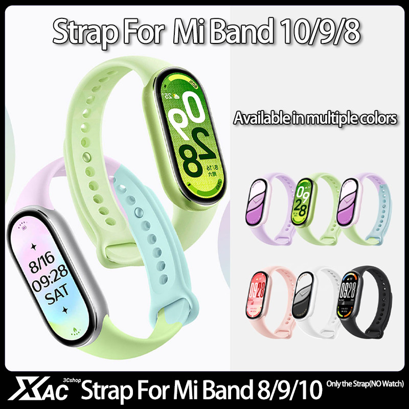 สายนาฬิกาซิลิโคนสําหรับ Xiaomi Mi band 10-NFC เปลี่ยน miband9 สร้อยข้อมือกีฬาสมาร์ท mi band 8 อุปกรณ์เสริม