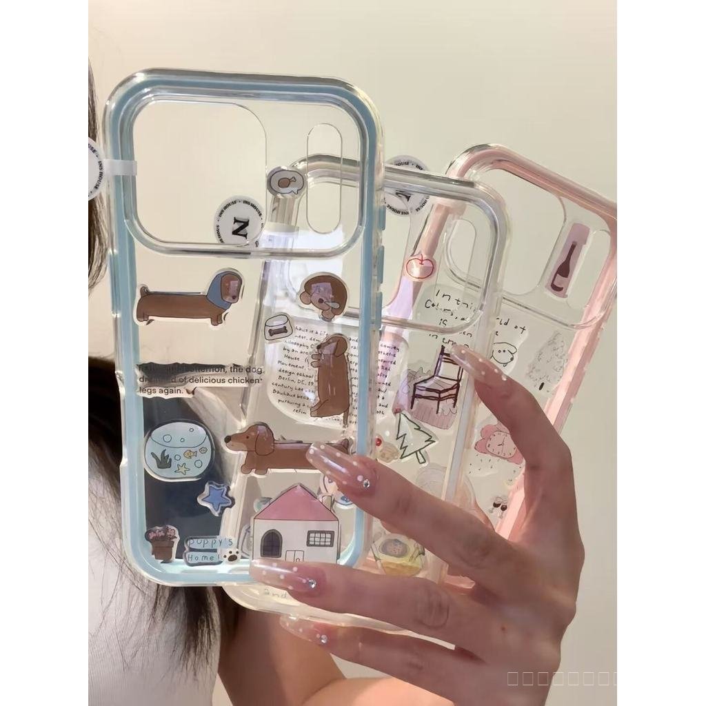 ซิลิโคน Two-in-One เคสโทรศัพท์น่ารักอีพ็อกซี่ diy สติกเกอร์เหมาะสําหรับ iPhone 11 12 13 14 Pro 15 16 17 PRO max 14 15 16 plus 17 Air Shock-proof Soft Case แฟชั่น Influencer ins สไตล์