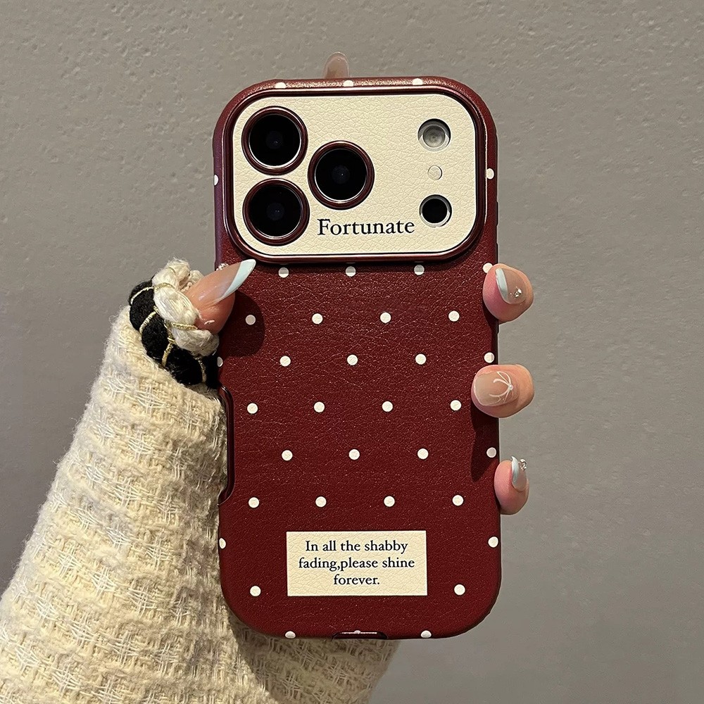 หนังไวน์แดงจุดเคสโทรศัพท์สําหรับ ไอโฟน 17 16 มือโปร สูงสุด 16 15 14 13 กันกระแทกป้องกันปลอก
