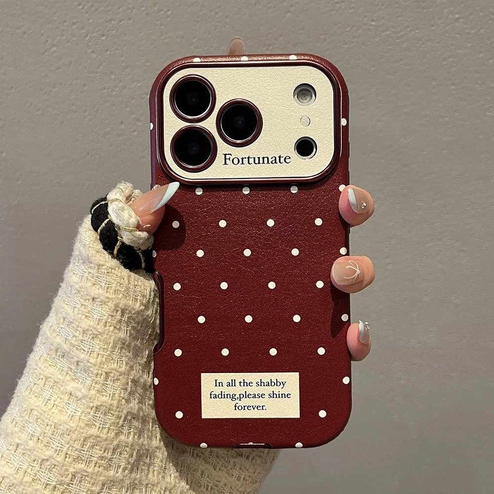 หนังไวน์แดงจุดเคสโทรศัพท์สําหรับ ไอโฟน 17 16 มือโปร สูงสุด 16 15 14 13 กันกระแทกป้องกันปลอก