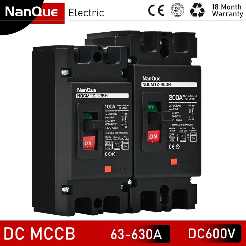 DC Circuit Breaker 2P 600V MCCB 63/80/100/125/200/250 Amp Recycle Fuse Solar Panel แบตเตอรี่ Power P