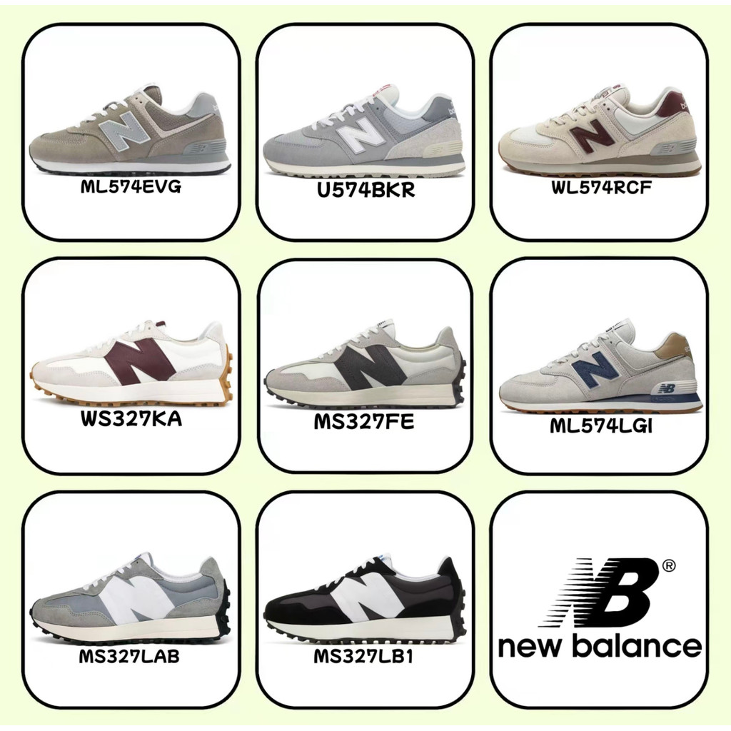 🧡ของแท้% 100🧡 New Balance 327 574 U574BKR สีขาว สีดำ สีเทา สีแดง สีน้ำเงิน