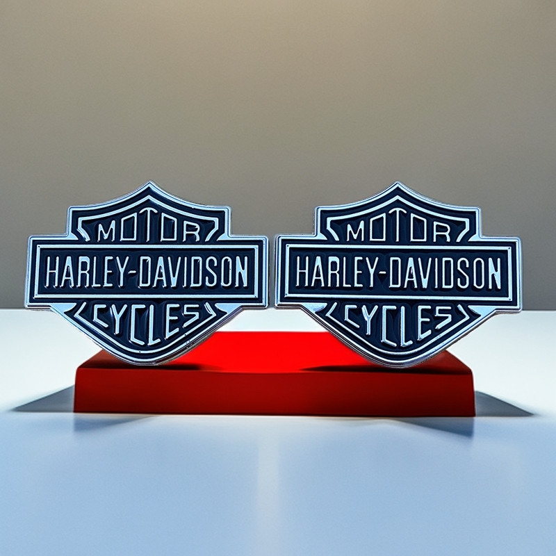 2 ชิ้น/เซ็ต 3D สติกเกอร์โลหะ Harley-Davidson อลูมิเนียมอัลลอยด์ CYCLES Decals