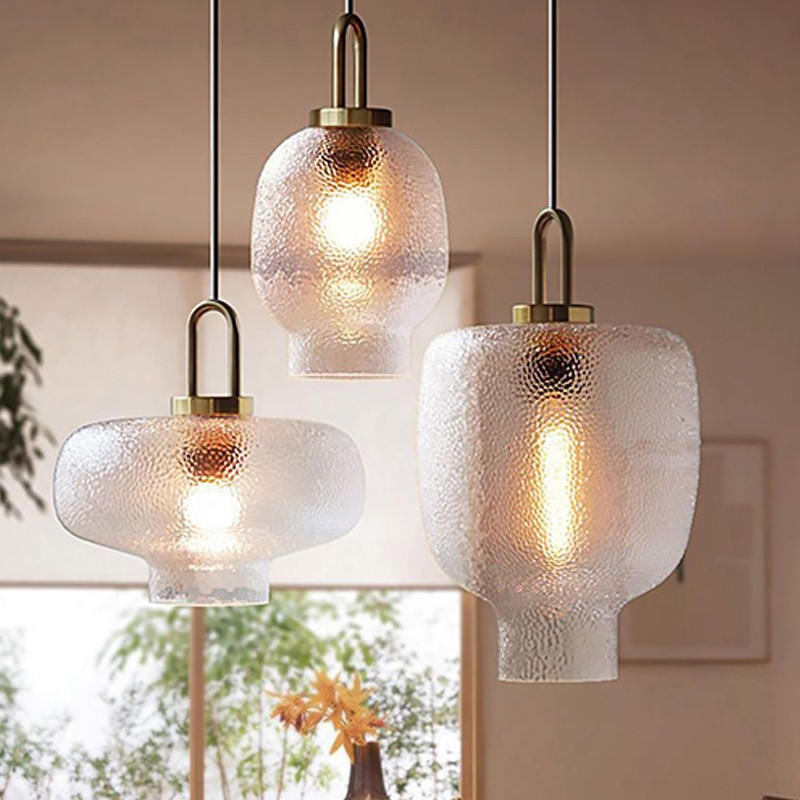 โคมระย้าแก้ว โคมไฟตั้งโต๊ะรับประทานอาหารที่ทันสมัยสไตล์นอร์ดิก โคมไฟแขวนมินิมอล สําหรับตกแต่งห้องนอน ห้องครัว บาร์ คาเฟ่ - รูปที่ 3