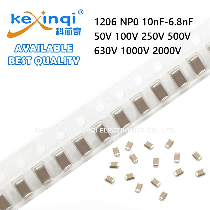 (5 ชิ้น) 1206 SMD 50V 100V 250V 500V 630V 1000V 2000V NP0 ตัวเก็บประจุ 100pF 220pF 1nF 1.5nF 2.2nF 3