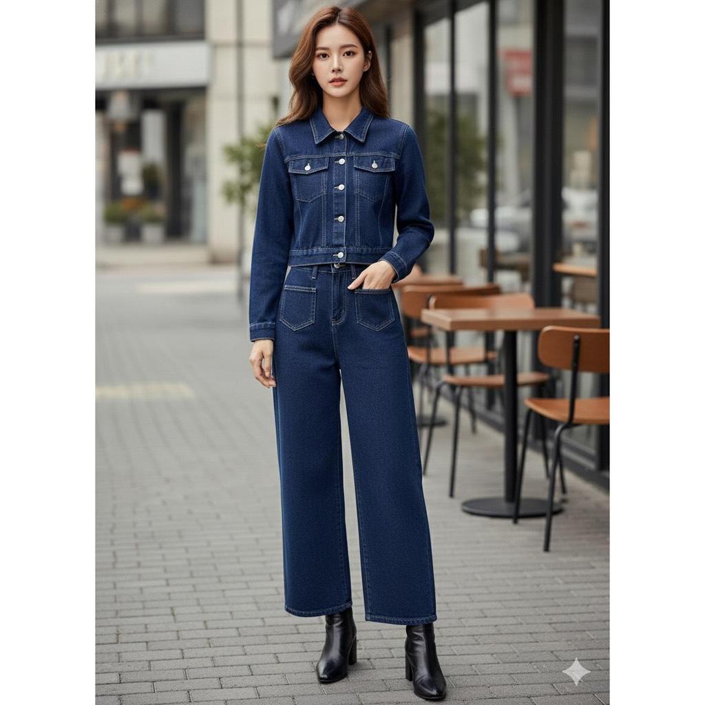 ชุดเซ็ตยีนส์ ผ้ายีนส์เเท้ งานมีน้ำหนักสีชัดสวย ดีเทลกระเป๋ากางเกงหน้าเก๋ๆผ้ายีนส์100%-B1433 - รูปที่ 4