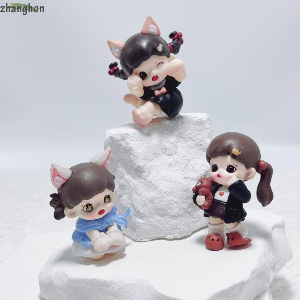 ZHANGHONG Baby Zorra Box, การ์ตูน POP MART Mini เครื่องประดับ, Meow Cat Face Series POPBEAN Miniatur