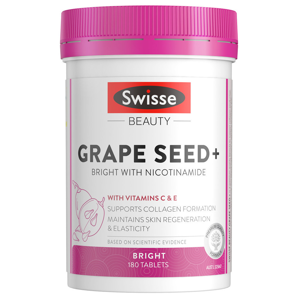 ออสเตรเลีย Swisse Grape Seed + 180 เม็ดขวด Proanthocynidin VC ปกป้องผิว tiudd1031