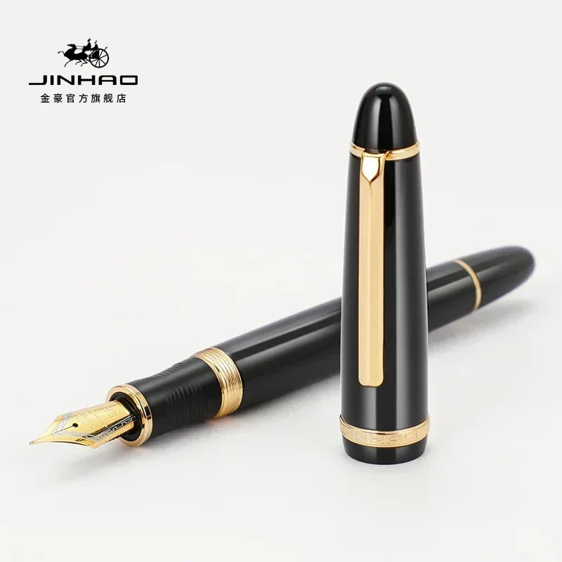 Jinhao X850 Fountain ปากกาทองแดง Barrel คลิปทอง Irurita Fine / Medium Nib สําหรับเขียนลายเซ็นอุปกรณ์