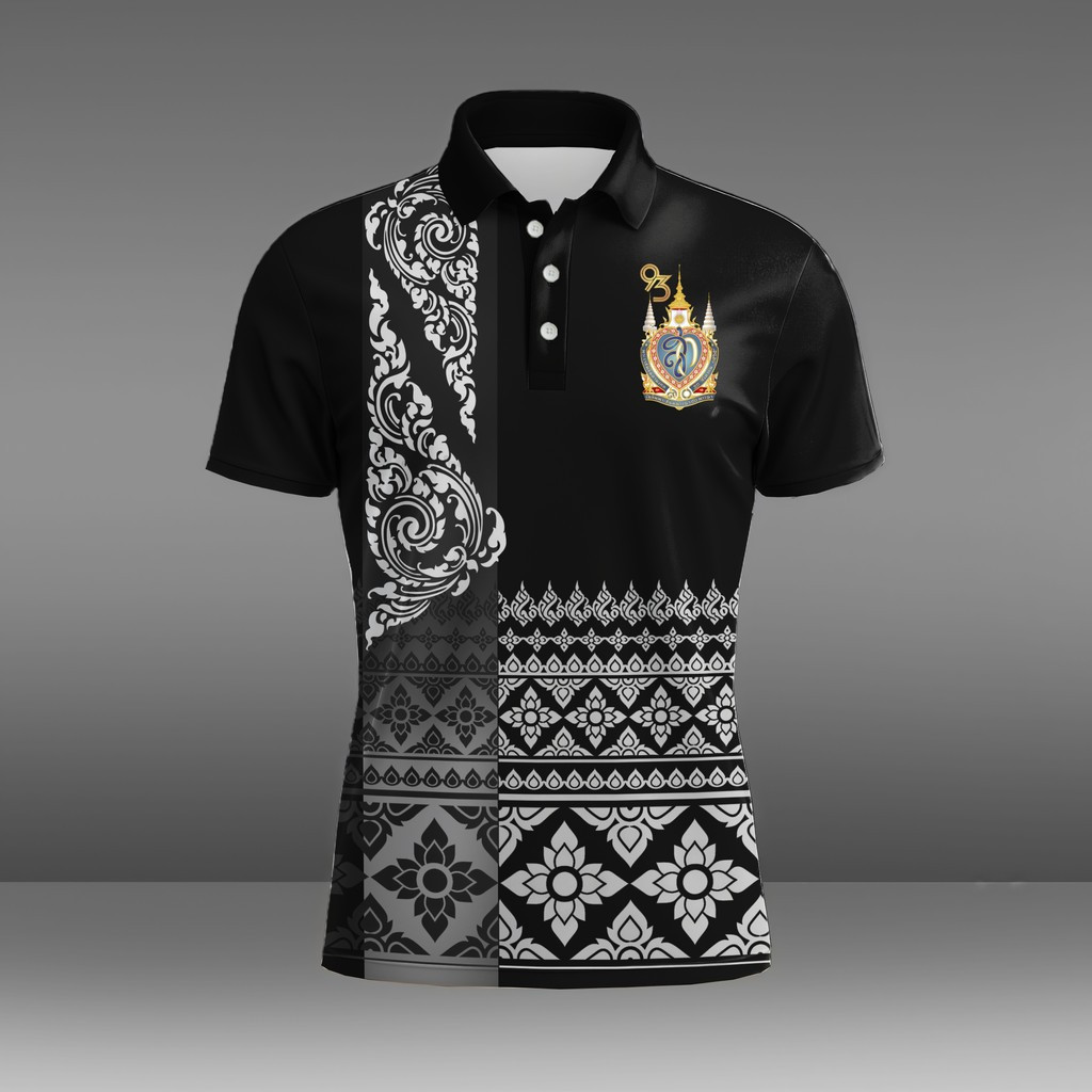 เสื้อโปโลผู้ชาย พิมพ์ลวดลายไทยโบราณ ระบายอากาศดี สำหรับทั้งการทำงานและการแต่งตัวสบาย ๆ