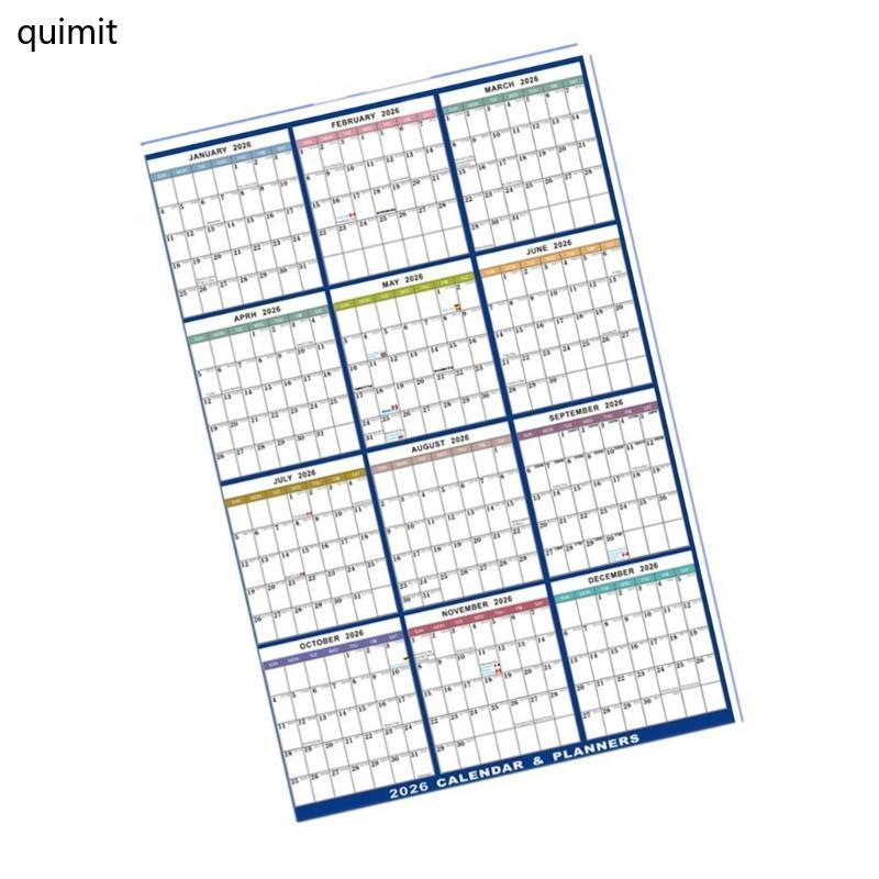 QUIM 2026 Full Year Calendar Wall Planner Reusable Erasable Calendar Yearly Planner