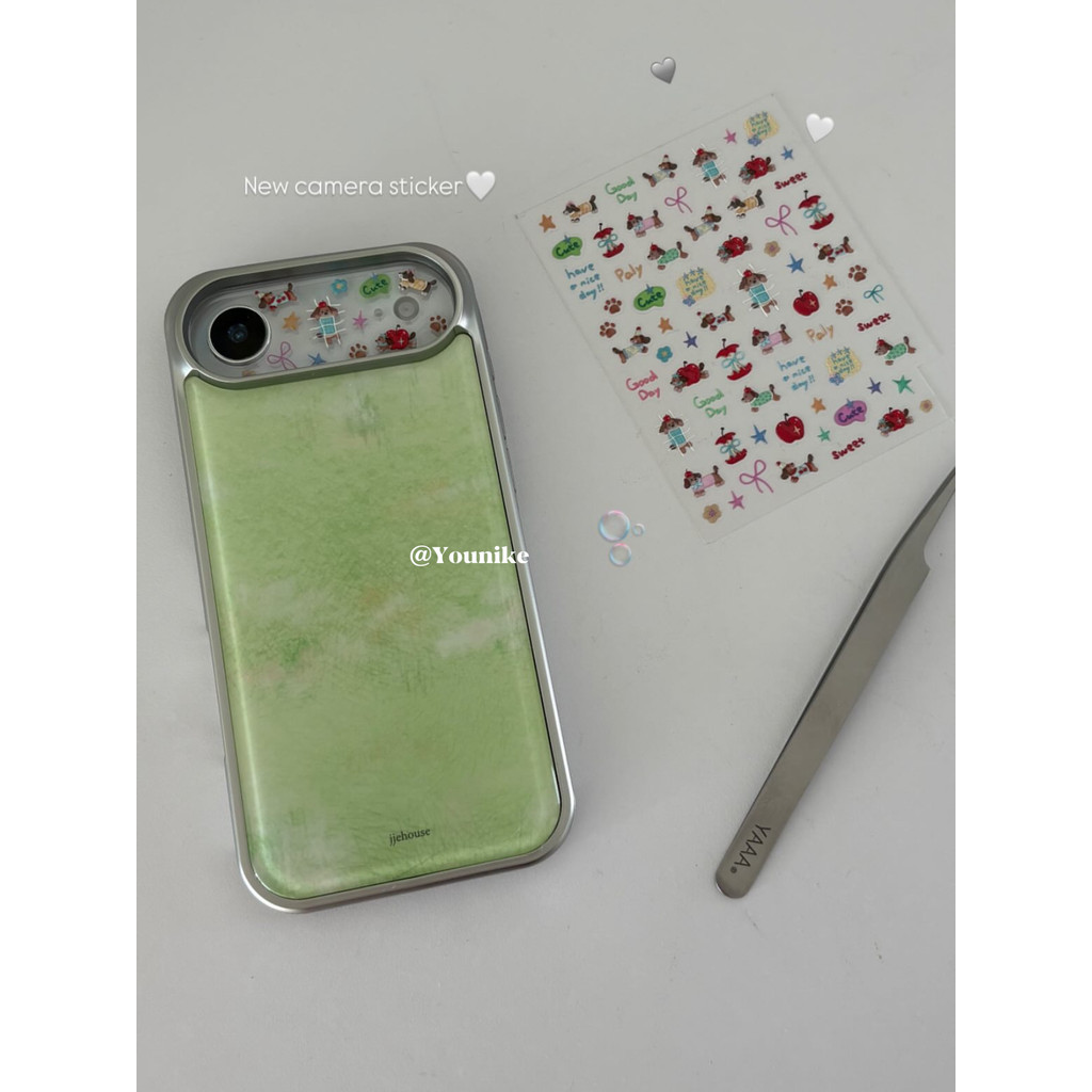 สไตล์เกาหลี ins น่ารัก Niche สุนัขภาพประกอบสติกเกอร์ HD เลนส์ฟิล์ม Anti-Scratch เหมาะสําหรับ iphone17/17pro/16pro ฟิล์มเลนส์ฟิล์ม 17promax ฟิล์มป้องกัน - รูปที่ 2