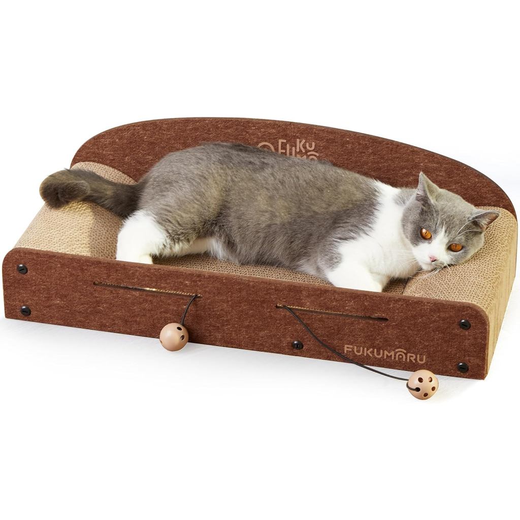 FUKUMARU 26 Inch Cat Scratcher Cardboard Lounge Bed, Durable Cat Scratcher Extra Large Lounger, 2 Re