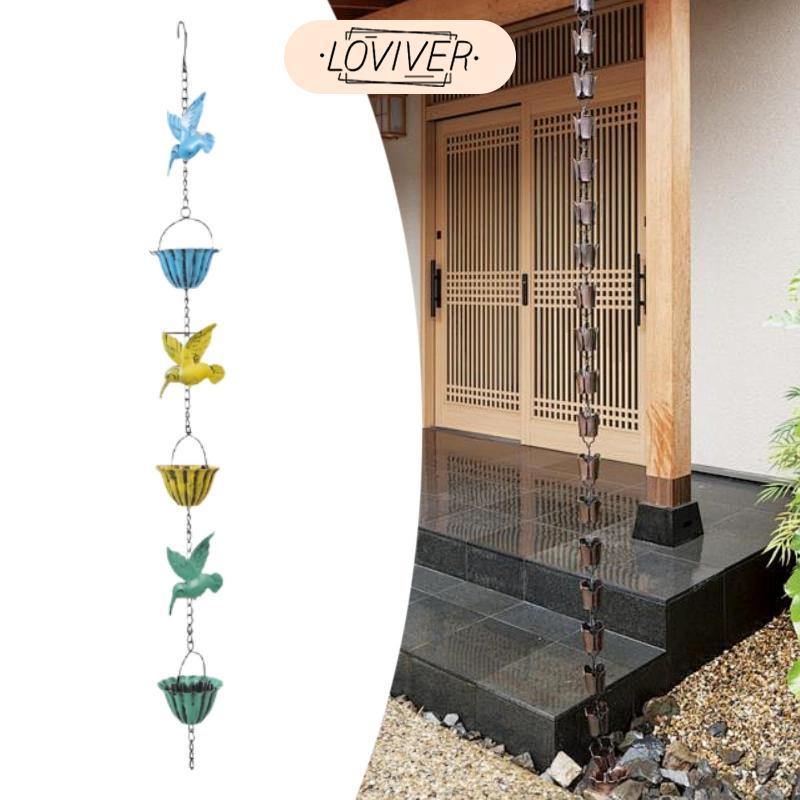 LOVIVER โซ่ฝนกลางแจ้งฟังก์ชั่น 94.49 นิ้วโซ่จับน้ําฝนสําหรับสวน