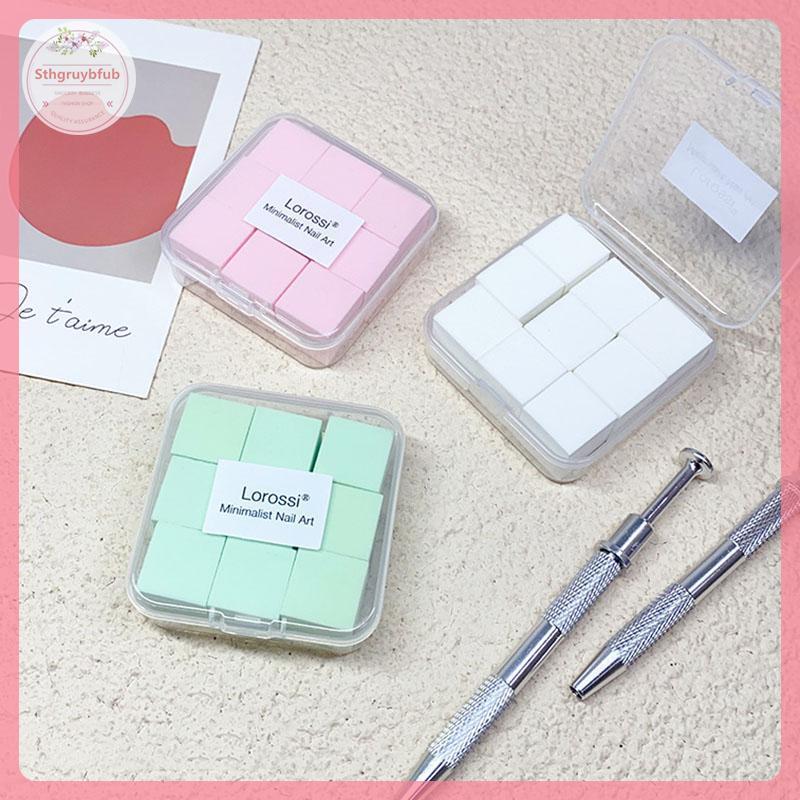 STHB 2 ซม./0.79in Soft Nail Art ฟองน้ํา 9 ชิ้น/กล่องเล็บ Stamper Gradient Effect ภาพวาดเจล Halo ย้อม