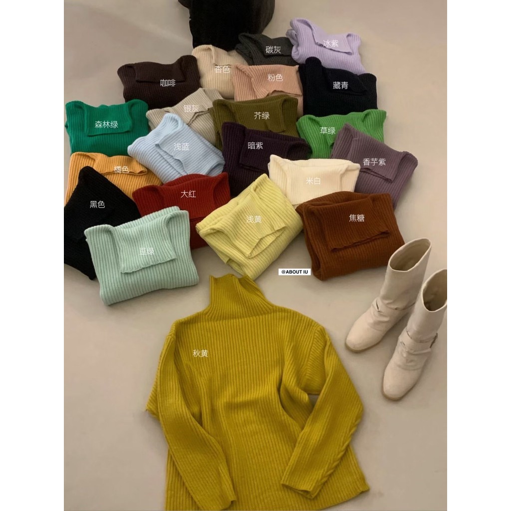 CHALIN เสื้อสเวตเตอร์คอเต่าจั๊มเชื่อม A-5638