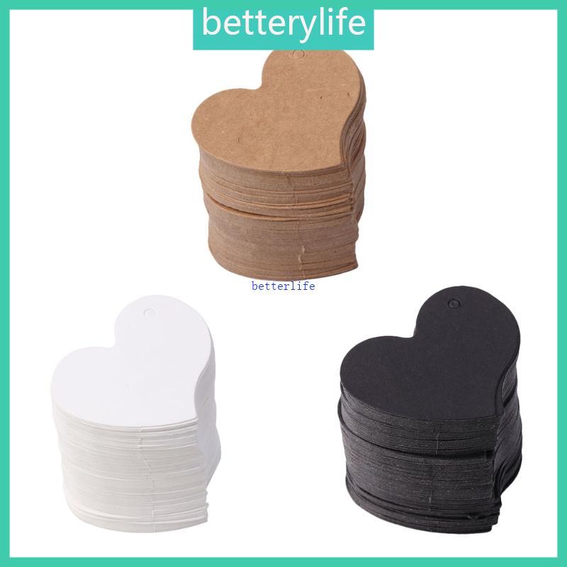 BTF 100 ชิ้นรูปหัวใจกระดาษคราฟท์เปล่าแท็กการ์ดป้าย DIY Party Wedding Craft