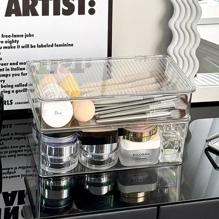 MUKUKU กล่องใส่ของจัดระเบียบโต๊ะทำงาน โปร่งใสลิ้นชัก มีฝาปิด มินิมอลเหมาะกับทุกห้อง - รูปที่ 3