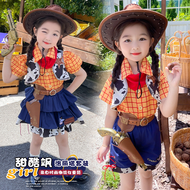 ชุดคอสเพลย์ Woody จาก Toy Story สำหรับเด็กหญิง (พร้อมหมวก)