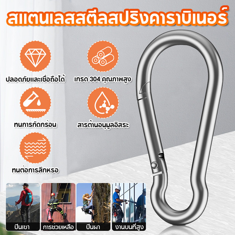 【สปริงสแตนเลส/กันสนิม/รับน้ำหนัก15KG】หัวเข็มขัดนิรภัยปีนเขา/ตั้งแคมป์/อุตสาหกรรม JMY หัวเข็มขัดนิรภัยกรวยสแตนเลส คาราไบเนอร์ปลอดภัย