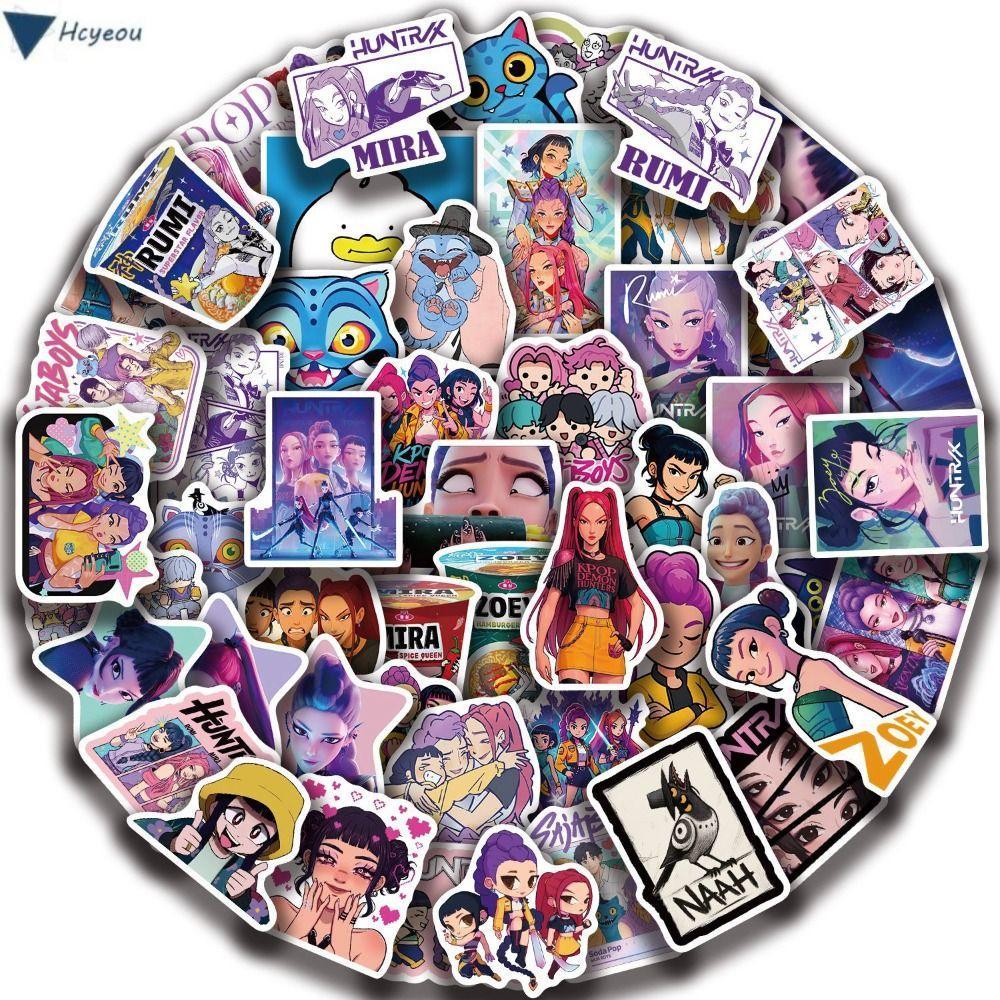 HCYEOU 60PCS Kpop Demon Hunters Stickers, DIY Waterproof Movie Cartoon Decals, Anime Graffiti Scrapb