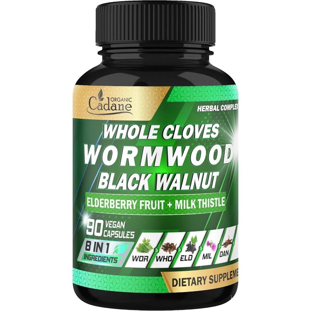 Wormwood Cadane Organic Whole Cloves Black Walnut | ย่อยอาหารและสมุนไพร | เอลเดอร์เบอร์รี่, มิลค์ทิส