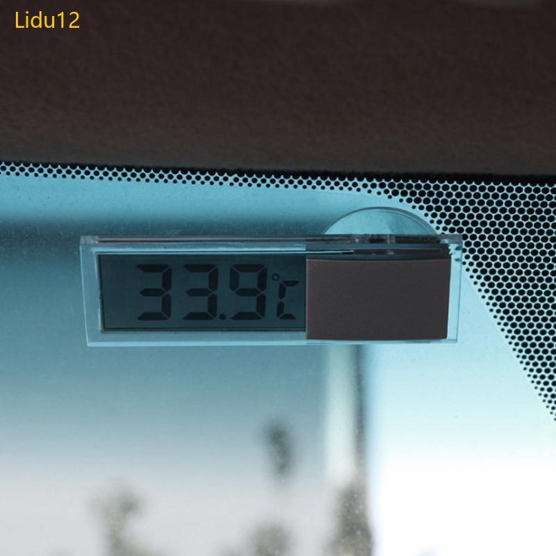 Lidu12 จอแสดงผล LCD นาฬิกาดิจิตอลในรถยนต์เครื่องวัดอุณหภูมินาฬิกาขนาดเล็ก