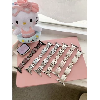 KT cat สายโลหะเพชรเงา + เคส hollow สําหรับ Apple Watch Ultra 2/S11/S10/S9/S8/S7/S6/S5/S4/S3/S2/SE iWatch 49/46/45/44/42/41/40/38 มม.