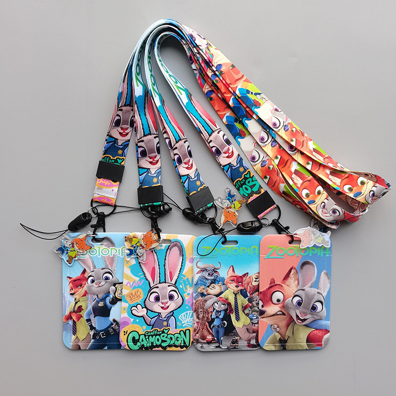 การ์ตูนแอนิเมชั่น Zootopia Student Bus Card Holder Subway ID Card โพลีเอสเตอร์ Lanyard ABS Holder ของขวัญ