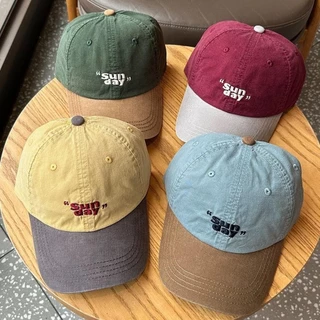 Halo studio พร้อมส่ง🔥 หมวกเบสบอลดีไซน์สีตัดกัน โรงถลุงแฟชั่น สไตล์สปอร์ตย้อนยุค