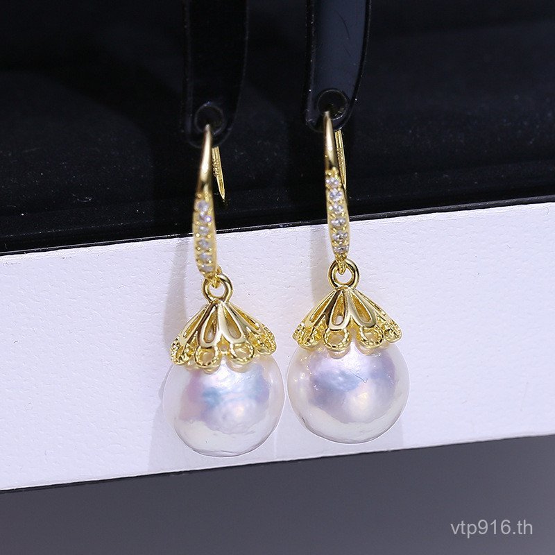 ต่างหูคอนซีลเลอร์ DIY เงินสเตอร์ลิง มุก ขนาด 8-12 มม.