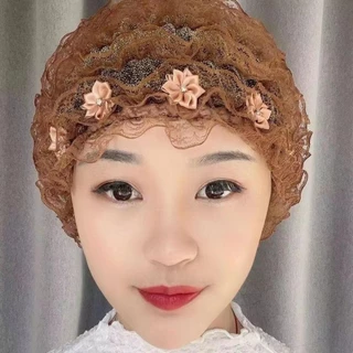 Osier1 ผ้าโพกหัว ผ้าตาข่ายลูกไม้ อะคริลิคไฟเบอร์ ระบายอากาศ ไม่มีชายคา สําหรับชาวมุสลิม