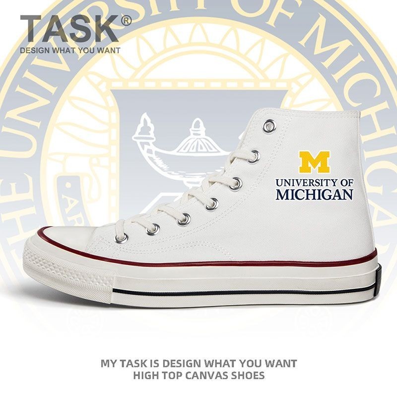 TASK Michigan University UMICH ที่กําหนดเองที่มีชื่อเสียง School Class Uniform รองเท้าผ้าใบคุณภาพสูง