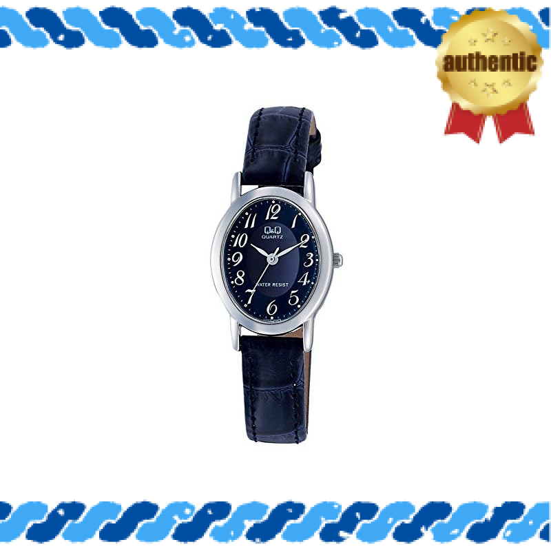 [CITIZEN Q&Q] Analog Waterproof Watch with Leather Strap VZ89-305 for Women, Navy