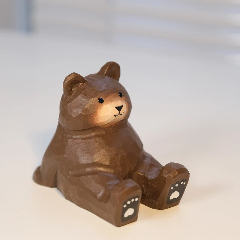Handcrafted wood carving Home decorations desk accessories room decor Handmade Brown Bear Statue  ro