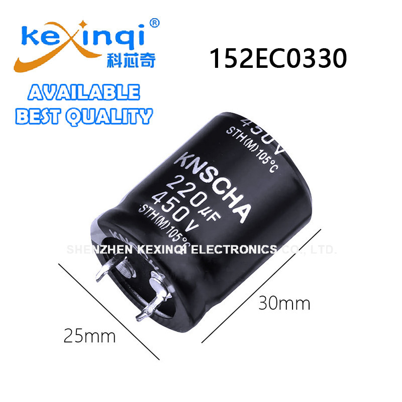 (1 ชิ้น) 450V 220uF D25xL30 มม.0.99x1.18in 152EC0330 STH Snap-In ตัวเก็บประจุอลูมิเนียม