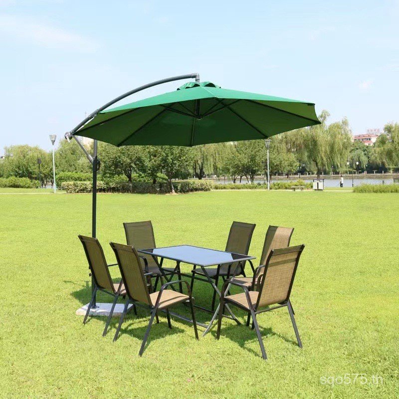 ชุดร่มศิลปะเหล็ก Courtyard ผสมสวนระเบียงกลางแจ้งโต๊ะเก้าอี้ Cafe Kit Teslin Leisure ร่ม J54U