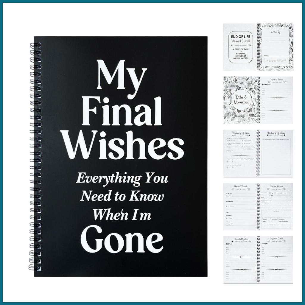 End Of Life Book สมุดวางแผนงานศพ Notebook Binder สําหรับการเตรียมเอกสาร Estate Beneficiary Funeral P