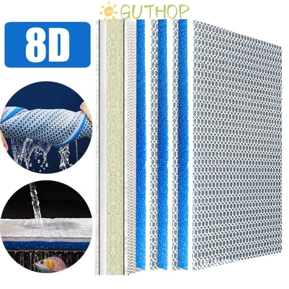 GUTHOP 1 ชิ้น Aquarium FILTER ฟองน้ํา, 8 ชั้น High-Density Bioสารเคมีกรอง,ทนทาน 8D ผ้าฝ้ายฟองน้ําสําหรับถังปลา Pond