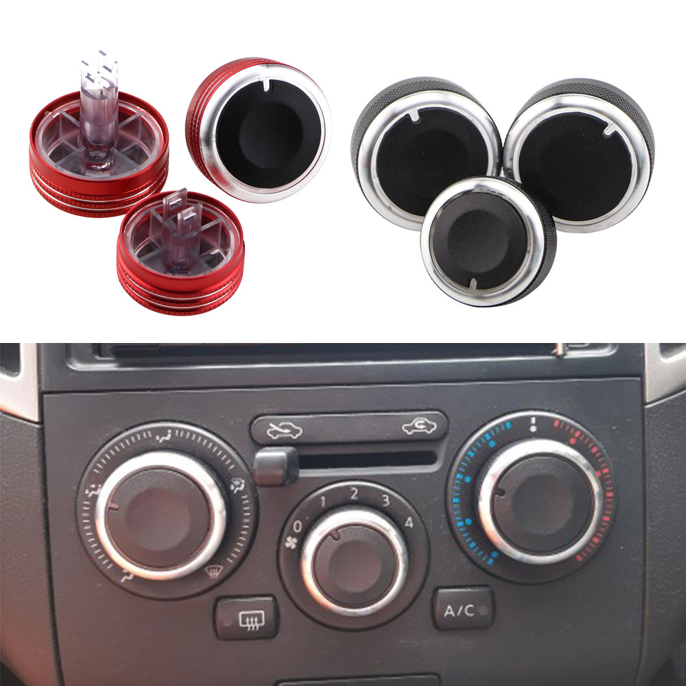 3 ชิ้นรถ AC ลูกบิดสําหรับ Nissan Tiida NV200 Livina 2004-2010 Geniss Sylphy 2012 เครื่องปรับอากาศสวิทช์ควบคุมความร้อนลูกบิด