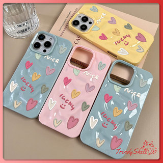 เคสเหมือนอุกกาบาต รักรูปร่างหัวใจ มีสีสัน โชคดี สําหรับIPhone17 17pro 16 15 14 13 11 7 8plus Pro Promax X XR XS