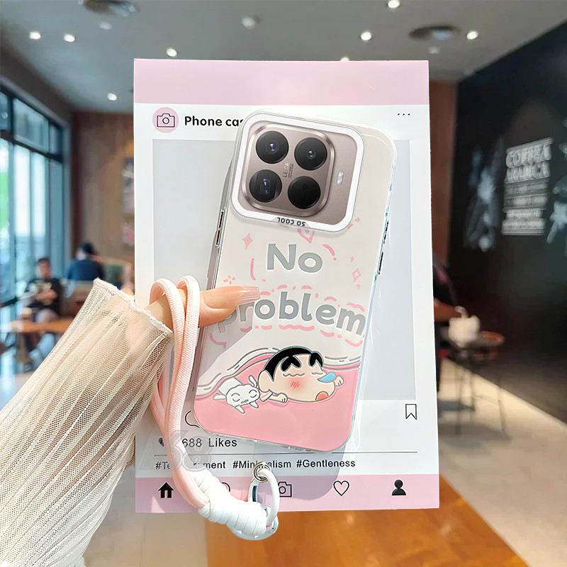เคส Xiaomi 15T Pro เคส Xiaomi 15T ลายการ์ตูนน่ารัก ชินจัง สีสันสดใส กันกระแทก พร้อมสายคล้องโทรศัพท์ ขอบซิลิโคนอ่อนนุ่ม เคสแข็งด้านหลังแบบด้าน
